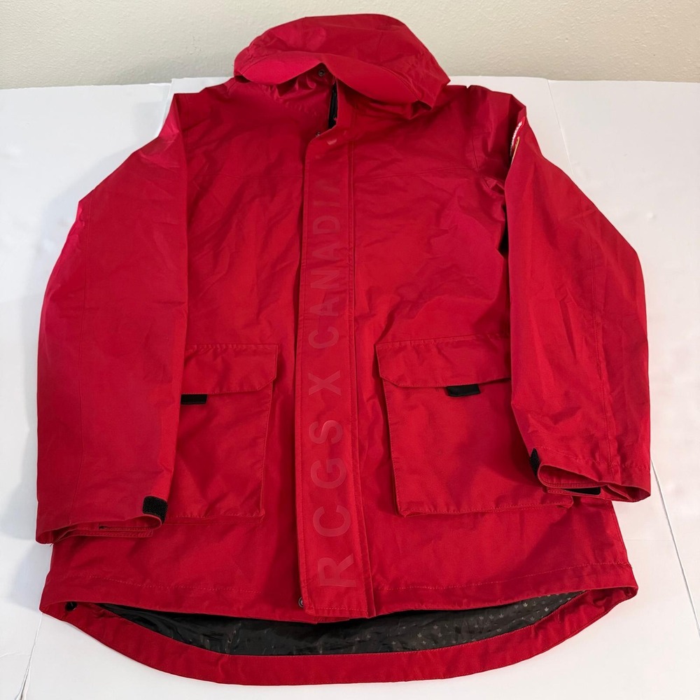 Canadiana RCGS x Canada Geographic Red Hooded Parka Jacket Womens Small